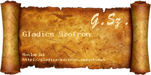 Gladics Szofron névjegykártya